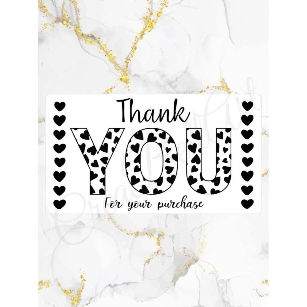 100 Cute Hearts Thank You Stickers for Packaging | Small Business Labels